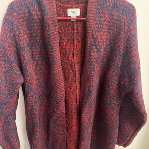 Old Navy Red and Blue Cardigan Sweater